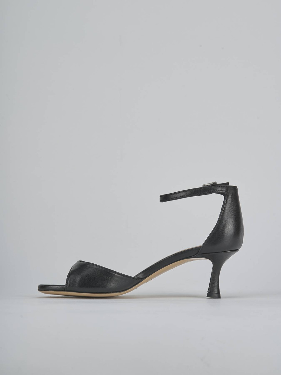 Sandalias de tacón alto tacón 5 cm negro cuero