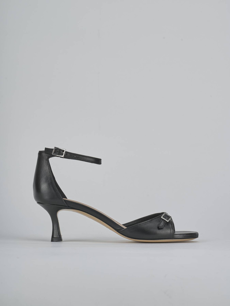 Sandalias de tacón alto tacón 5 cm negro cuero