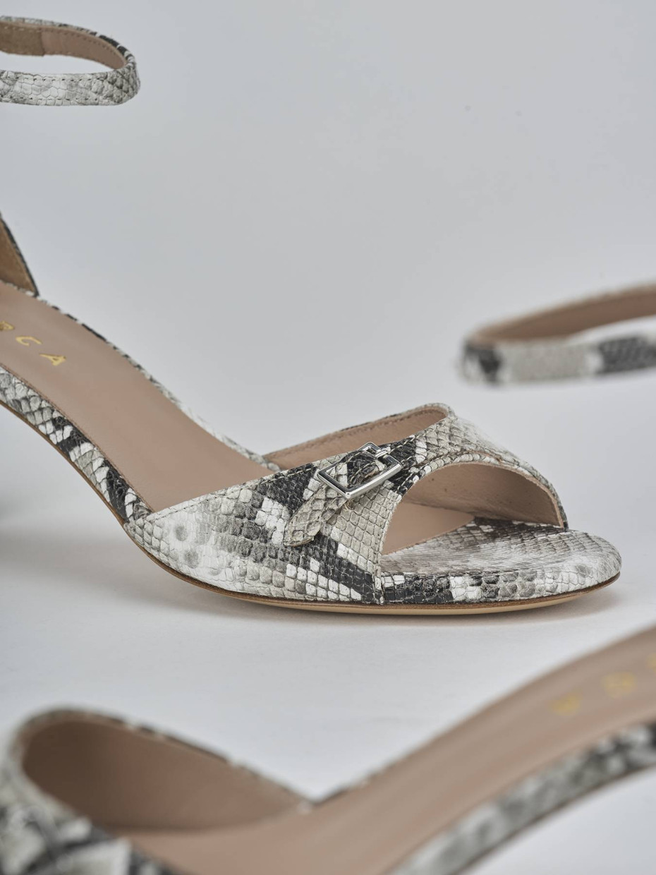 Sandalias de tacón alto tacón 5 cm beis pitón