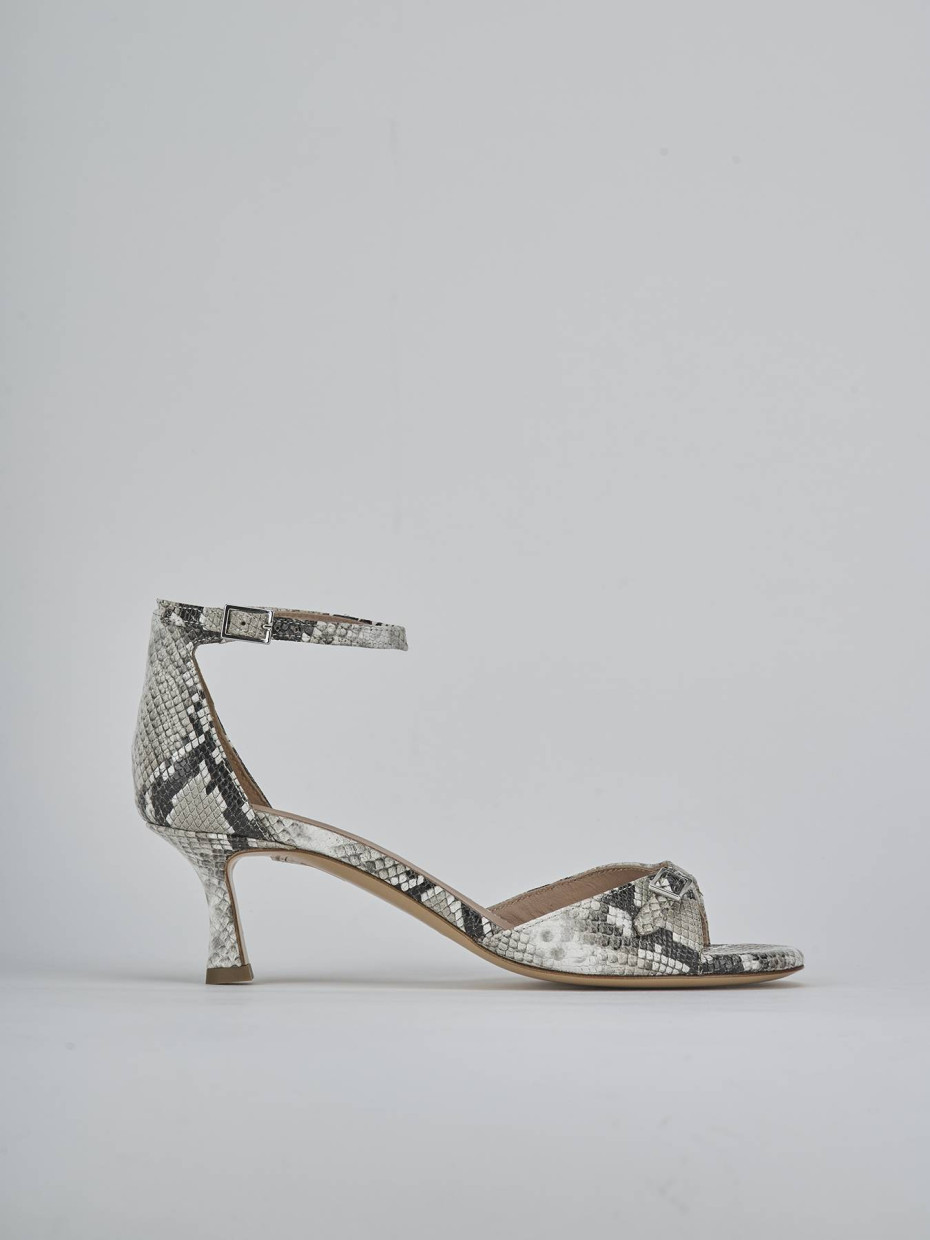 Sandalias de tacón alto tacón 5 cm beis pitón