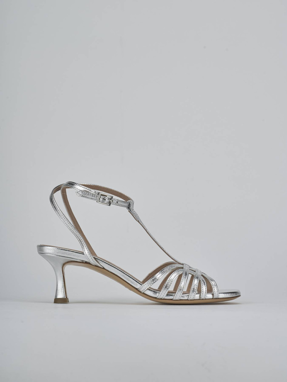 Sandalias de tacón alto tacón 5 cm plata laminado
