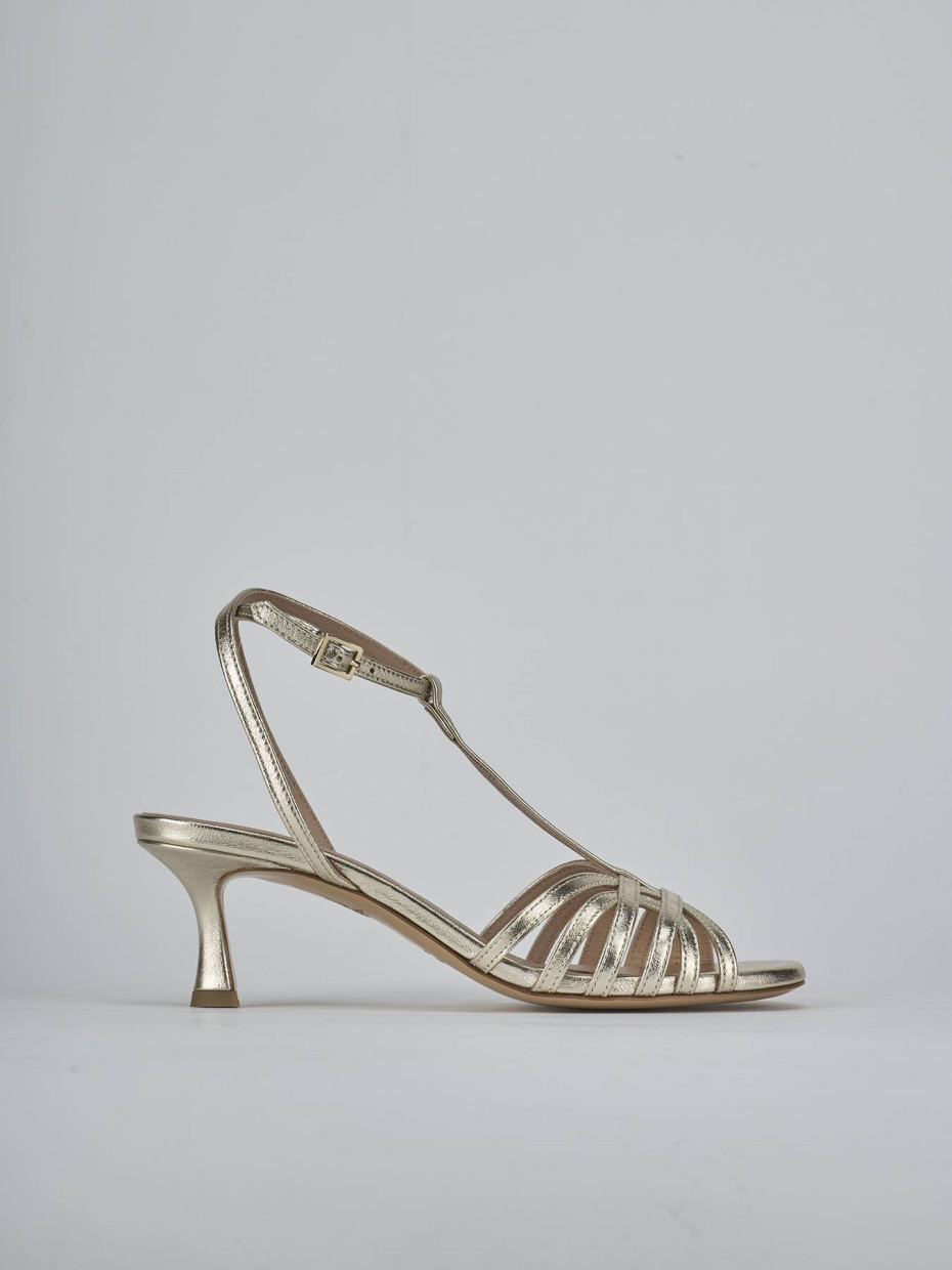 Sandalias de tacón alto tacón 5 cm oro laminado