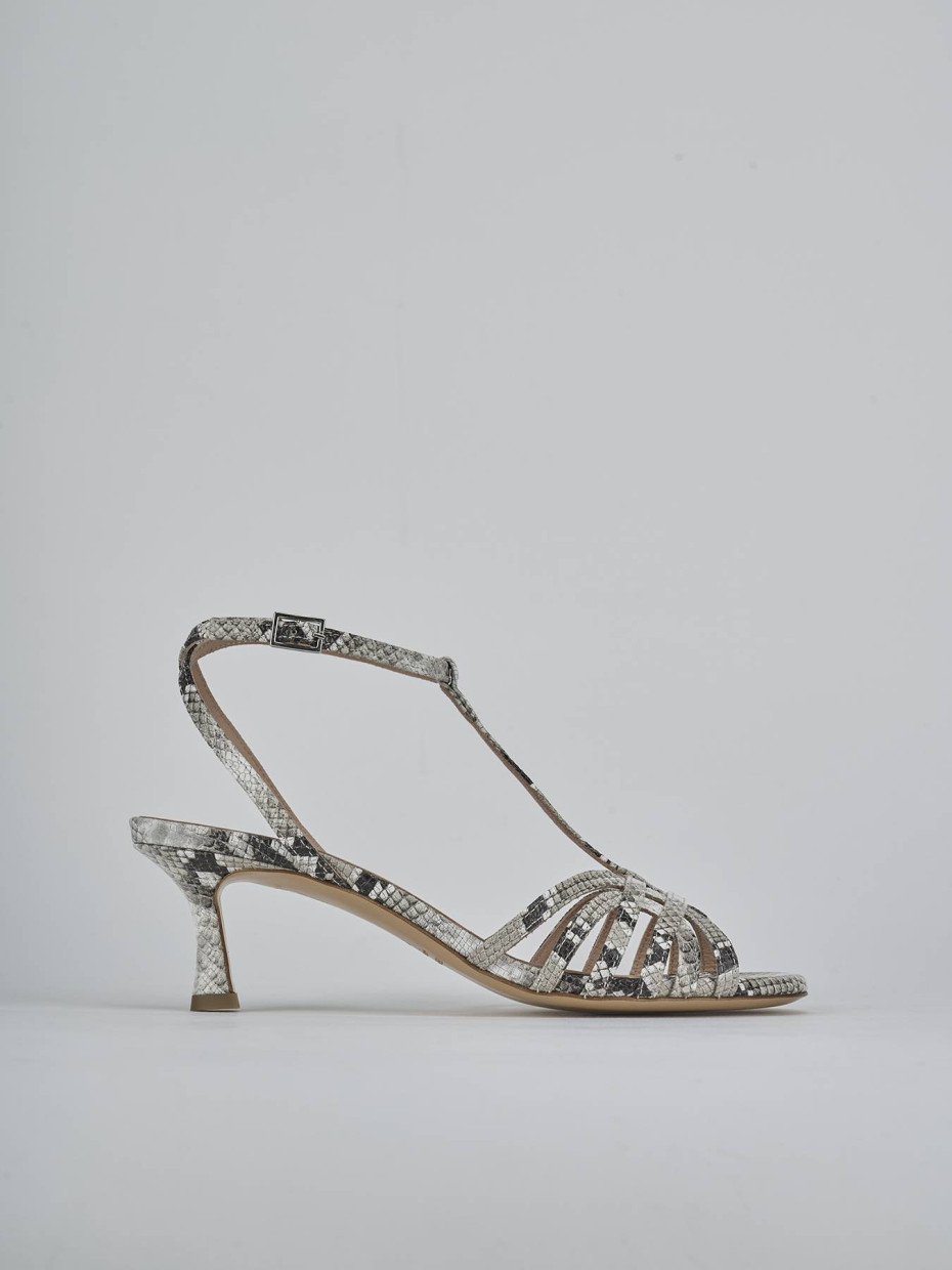 Sandalias de tacón alto tacón 5 cm beis pitón