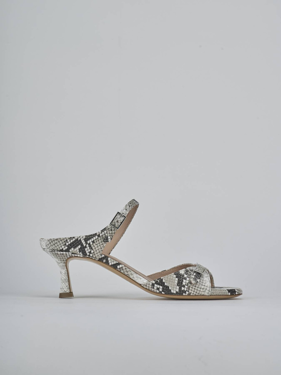 Mules tacón 5 cm beis pitón