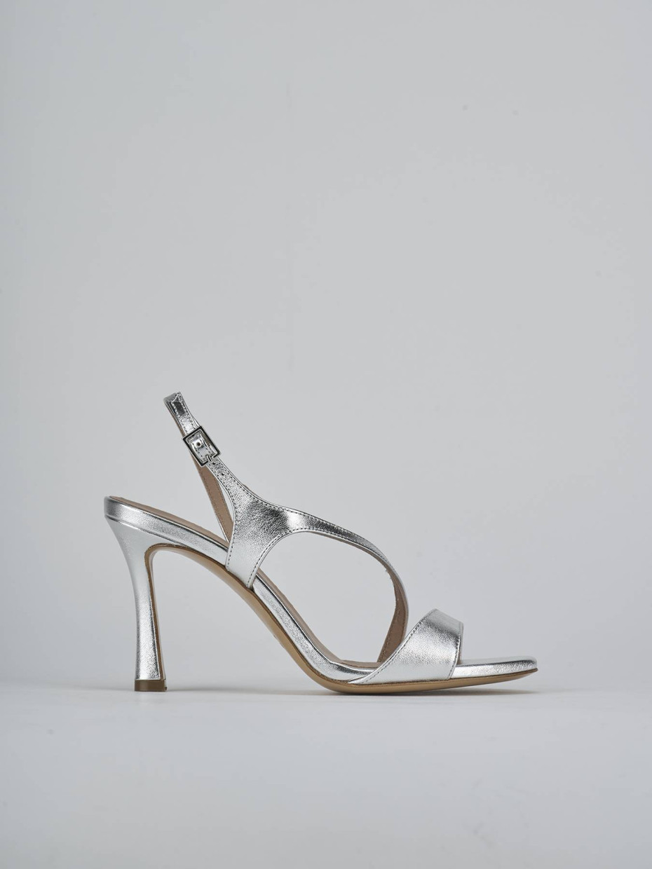 Sandalias de tacón alto tacón 9 cm plata laminado