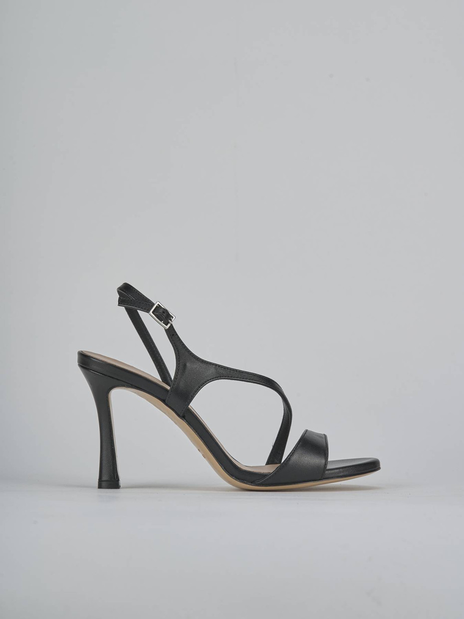 High heel sandals heel 9 cm black leather