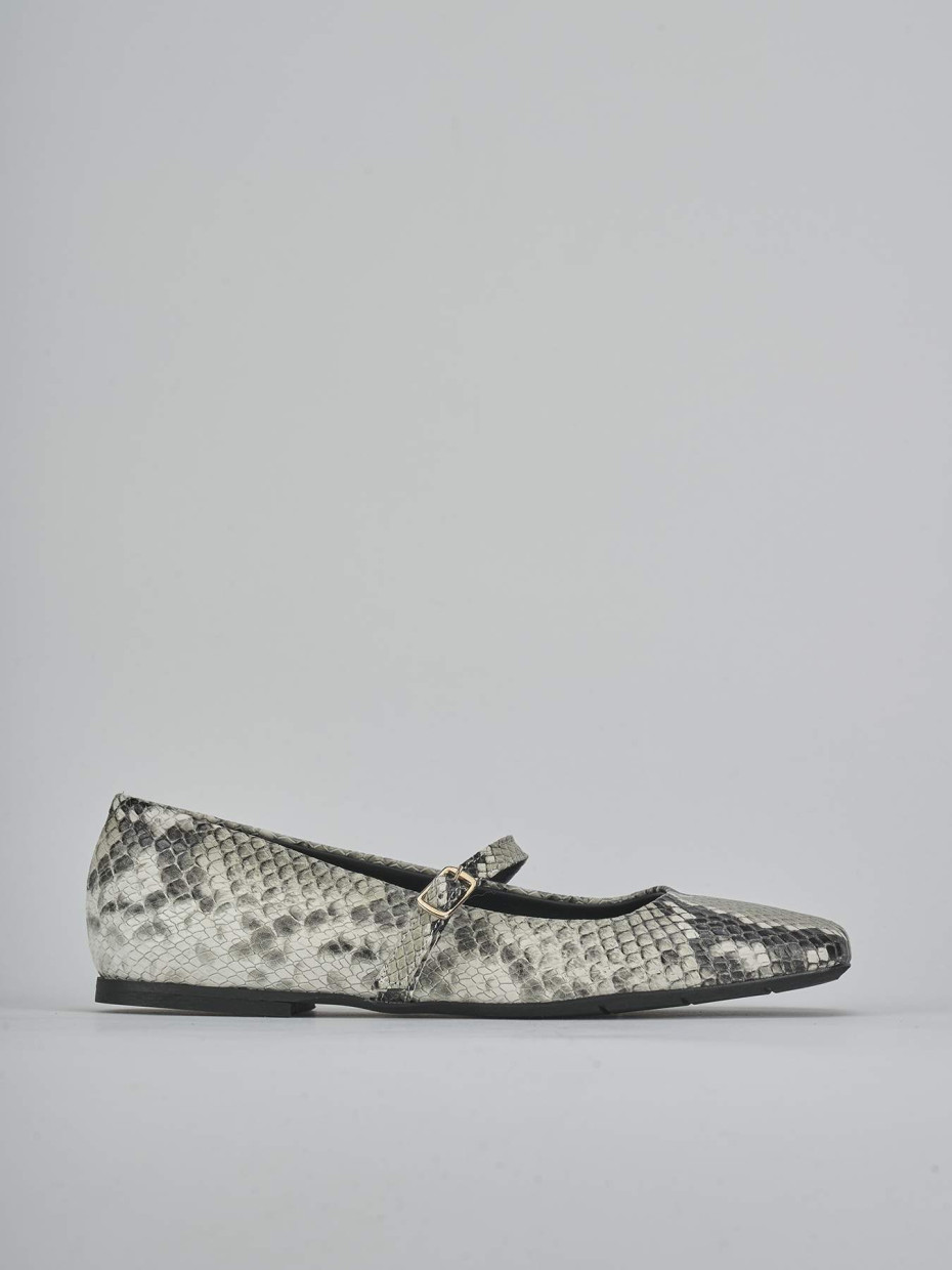 Flat shoes heel 1 cm beige python