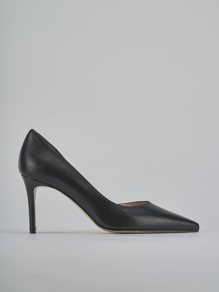 Zapatos de salón tacón 8 cm negro cuero