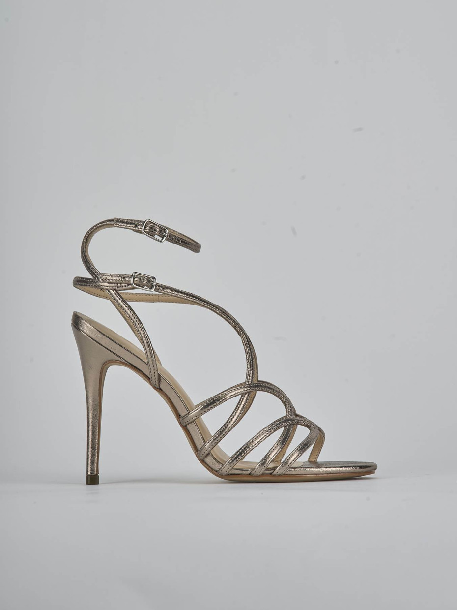 High heel sandals heel 10 cm silver laminated