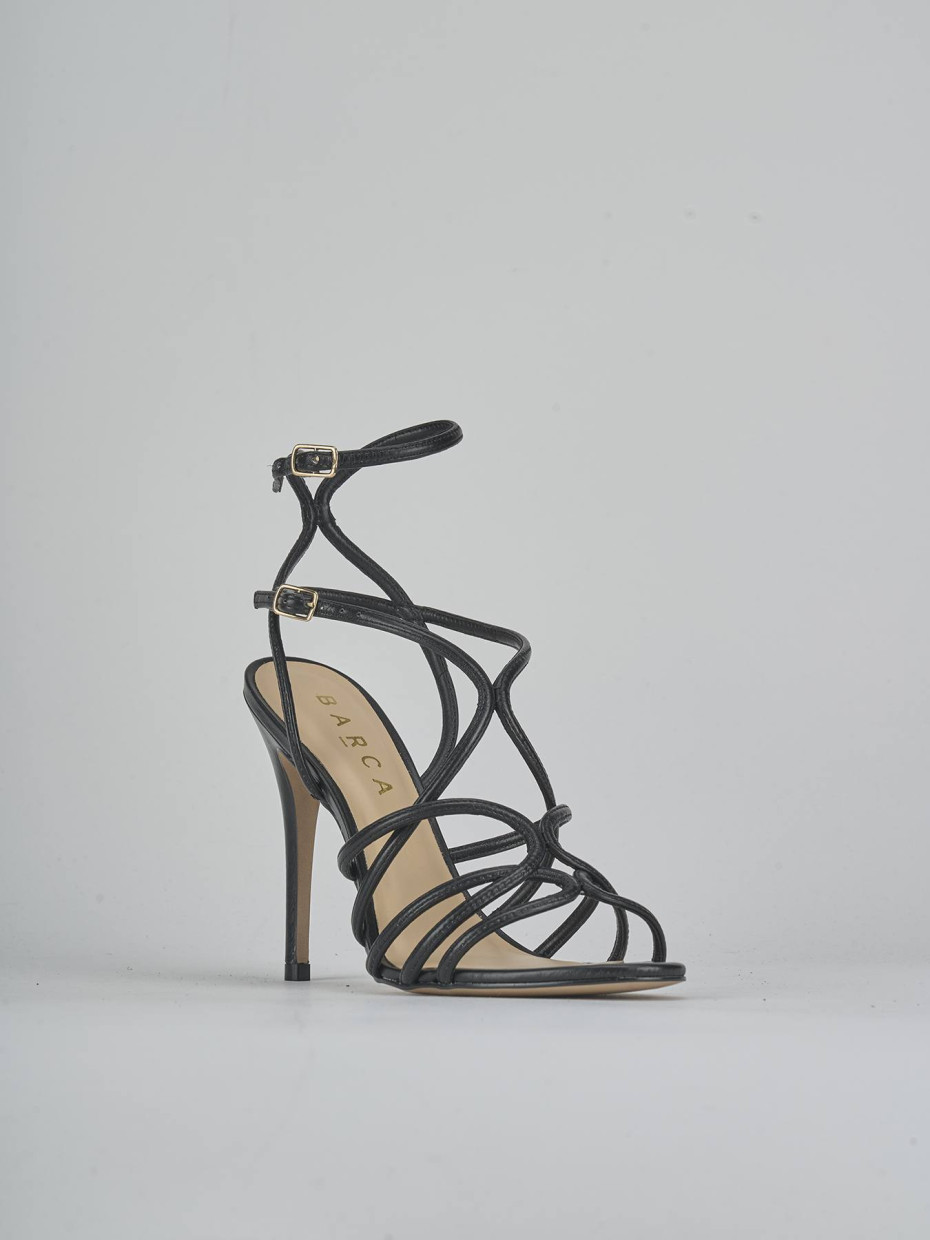 Sandalias de tacón alto tacón 10 cm negro cuero