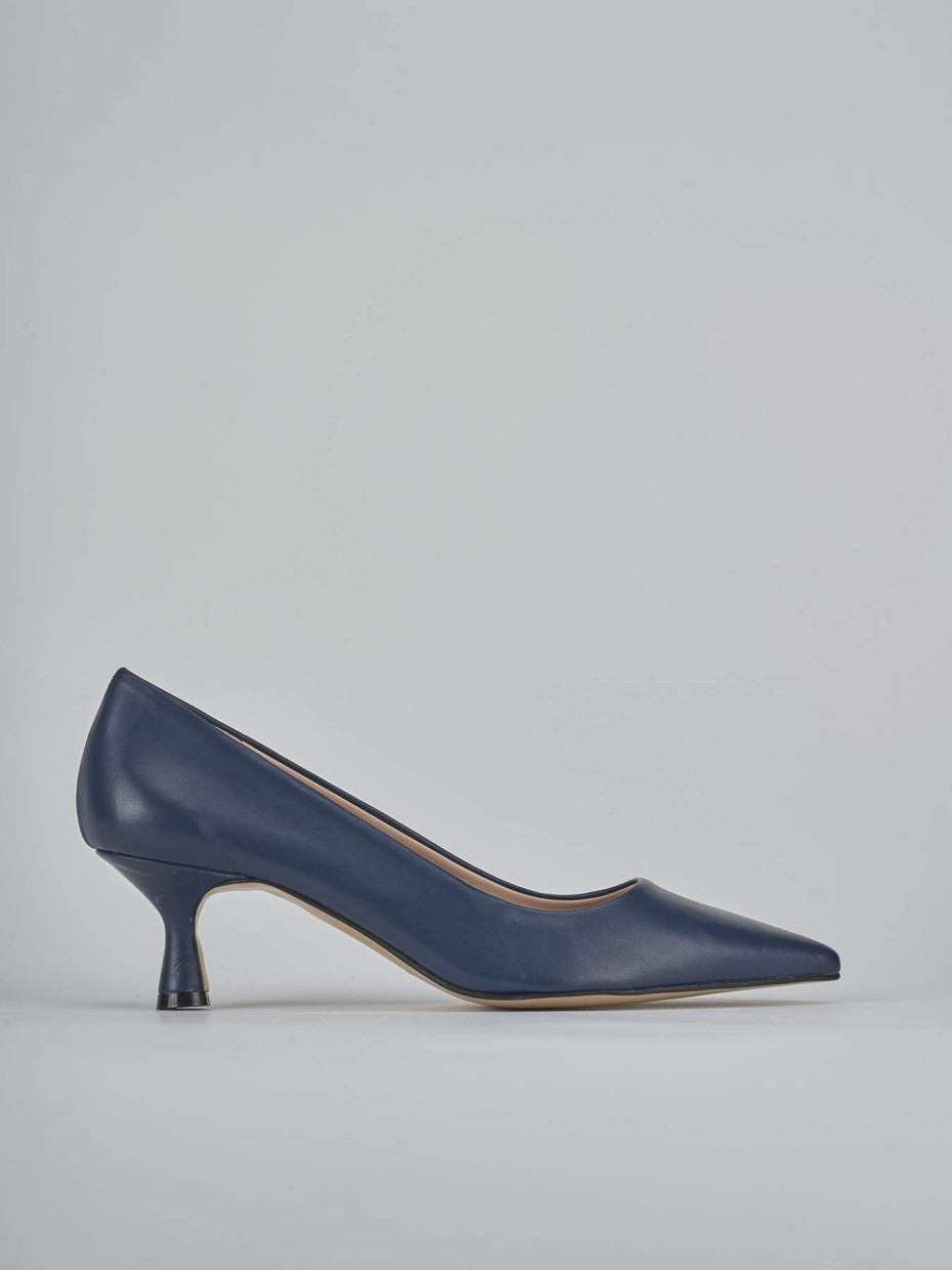 Décolleté tacco 5cm pelle blu