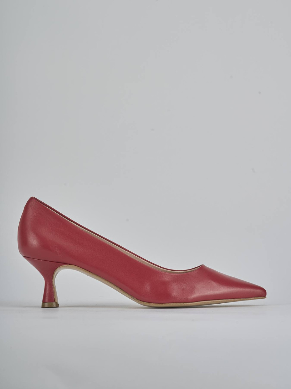 Zapatos de salón tacón 5 cm rojo cuero