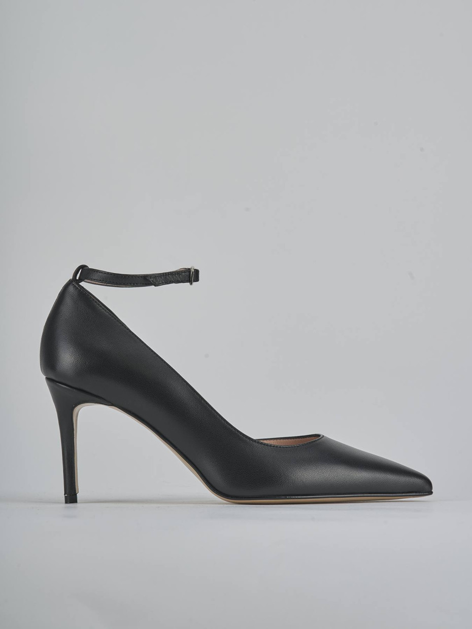 Zapatos de salón tacón 7 cm negro cuero