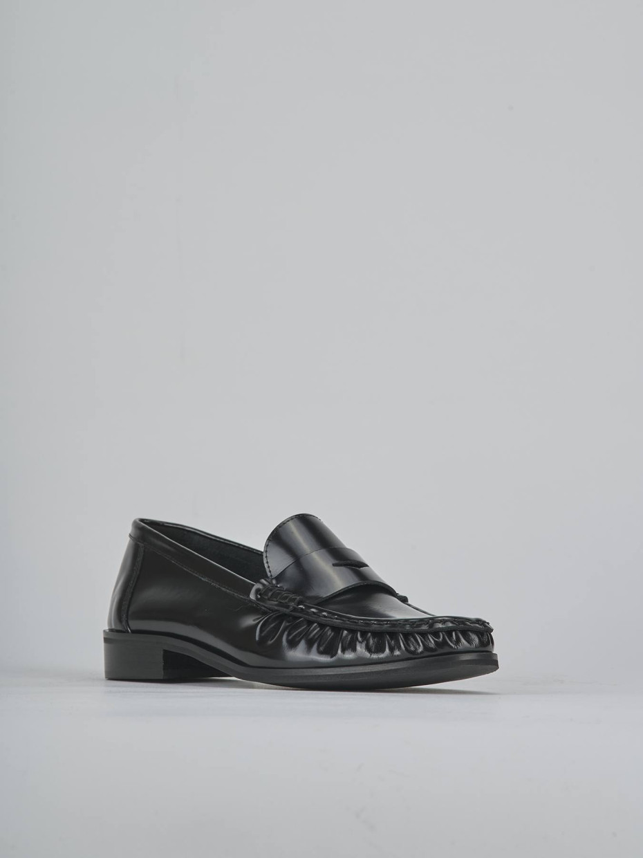 Mocasines tacón 1 cm negro cuero
