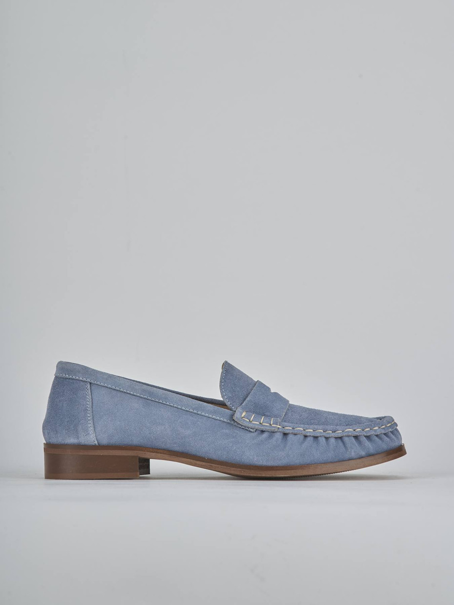 Mocasines tacón 1 cm jeans ante