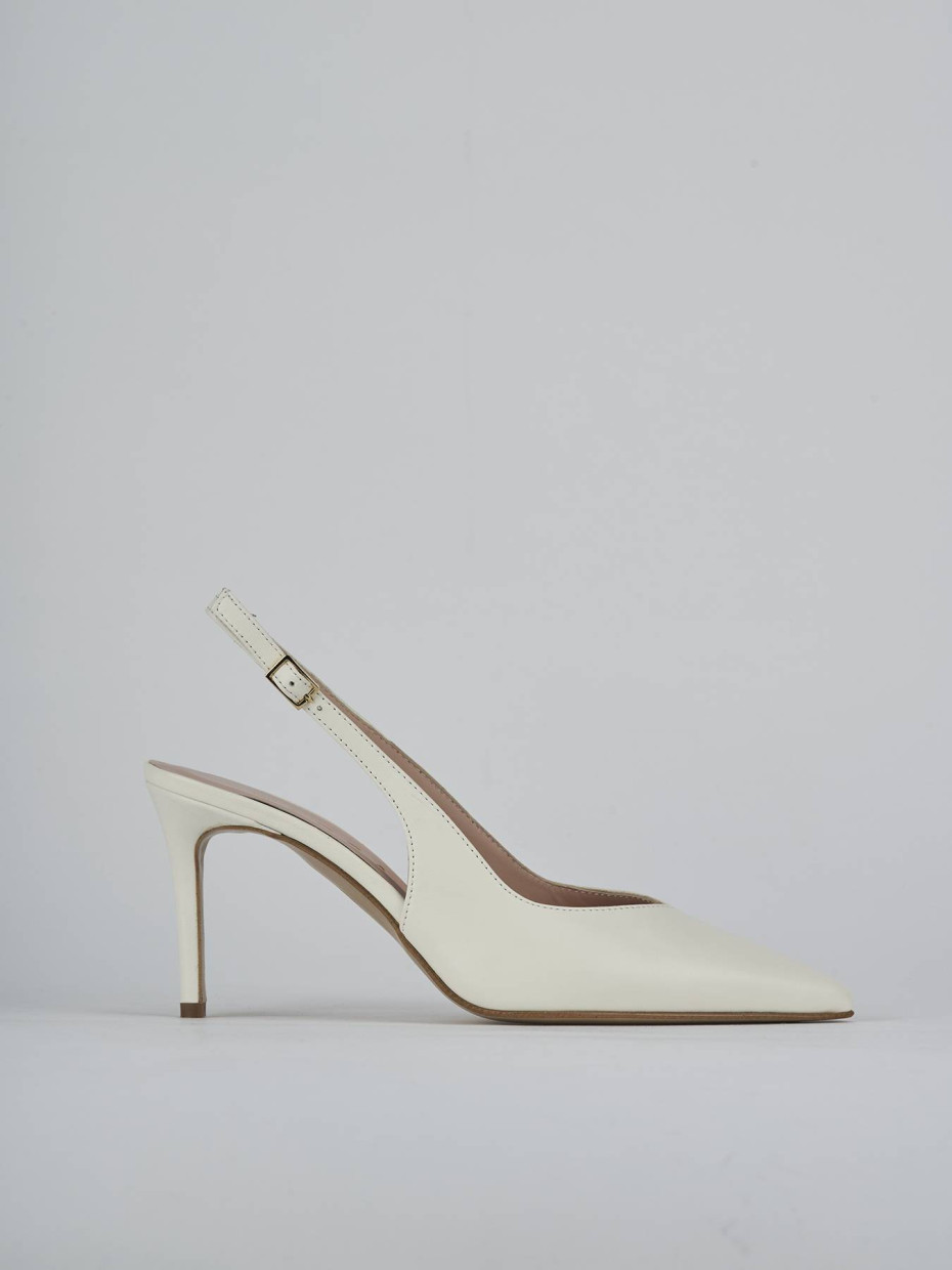 Salones destalonados tacón 7 cm blanco cuero