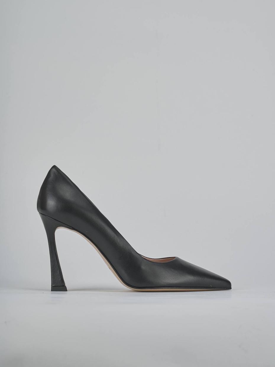 Zapatos de salón tacón 9 cm negro cuero