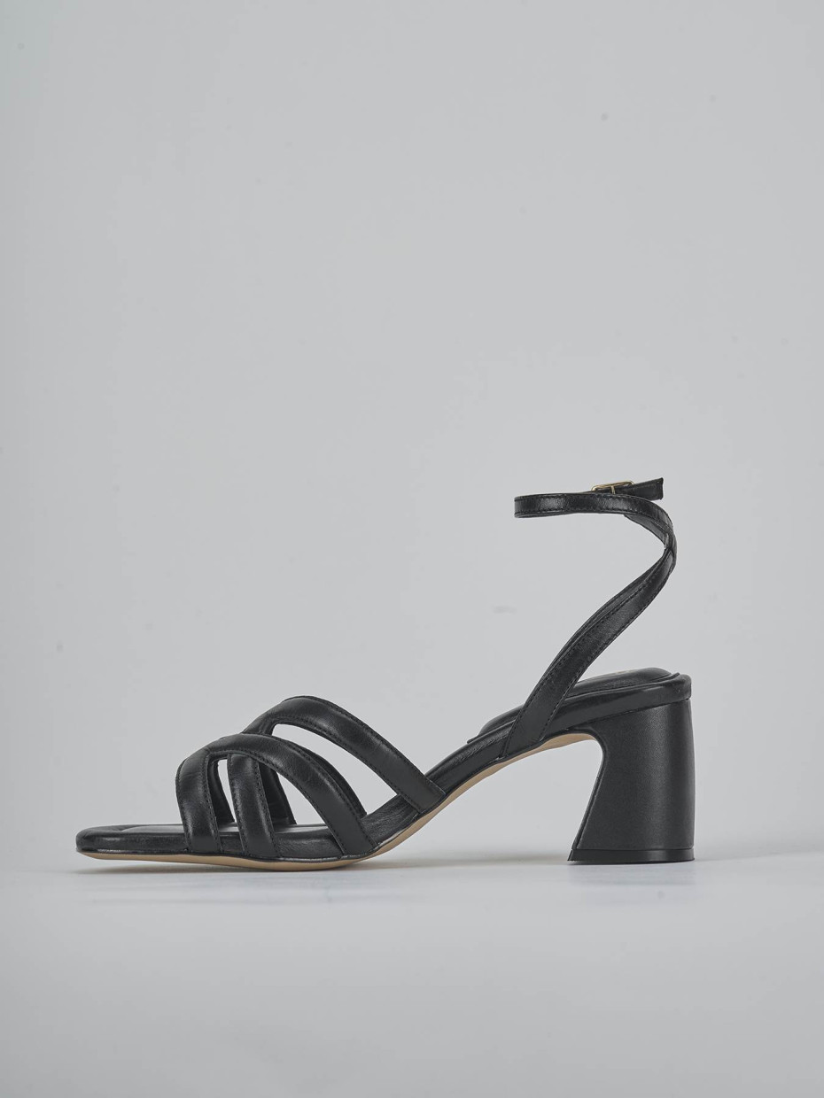 High heel sandals heel 6 cm black leather
