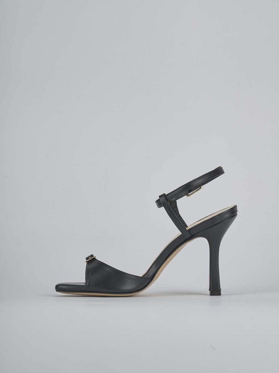 Sandalias de tacón alto tacón 9 cm negro cuero