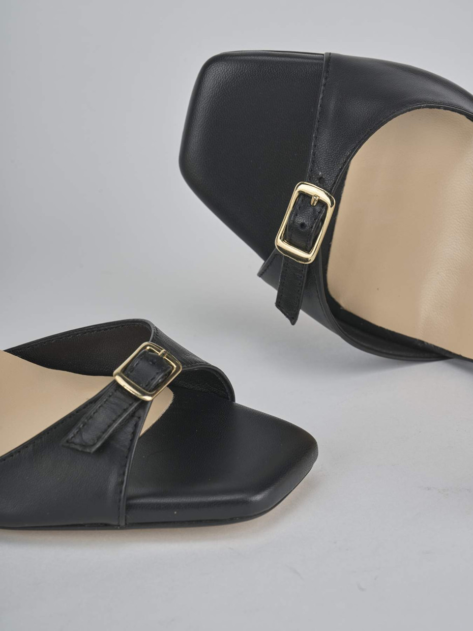 Sandalias de tacón alto tacón 9 cm negro cuero