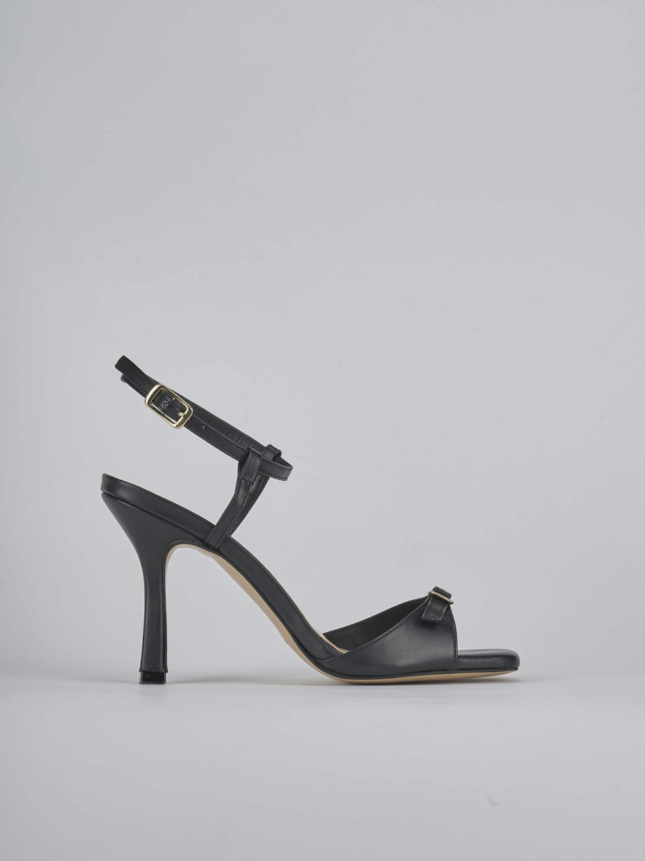 Sandalias de tacón alto tacón 9 cm negro cuero