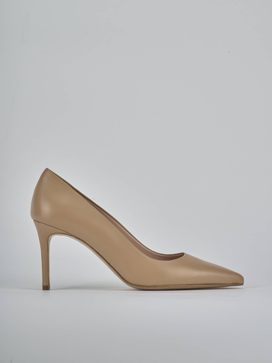 Zapatos de salón tacón 7 cm marrón cuero