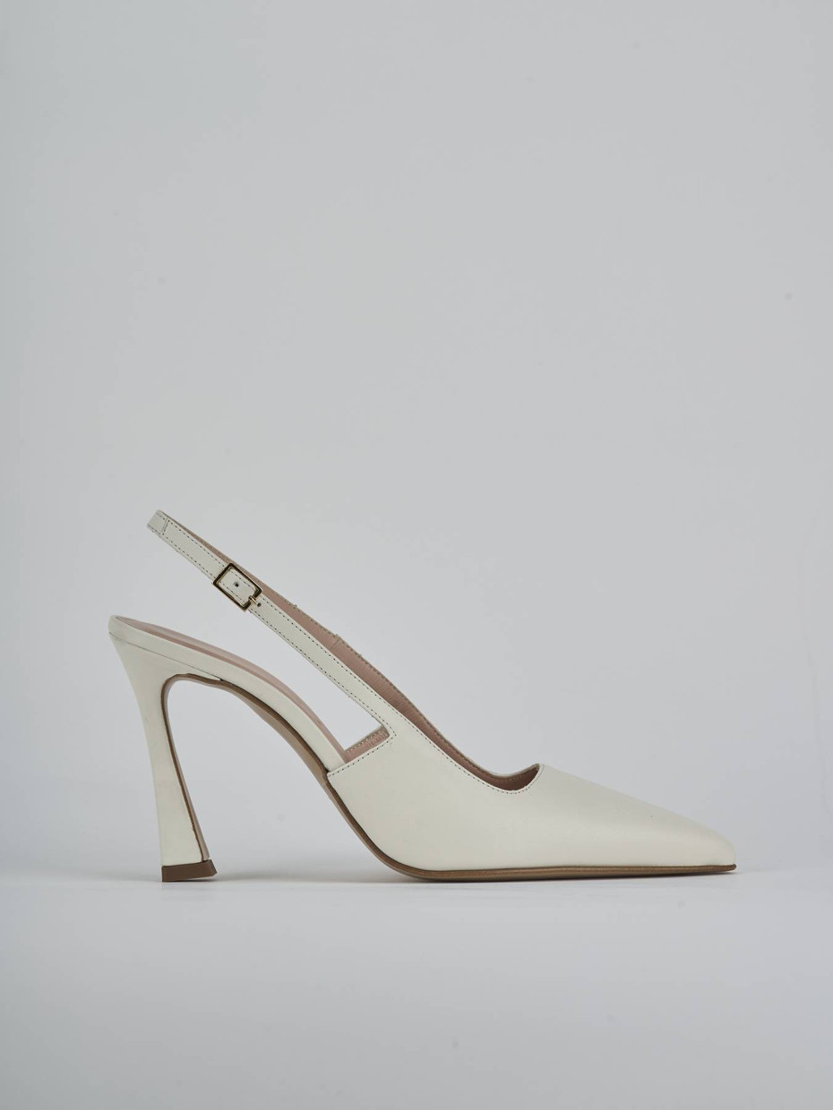 Slingback heel 9 cm white leather