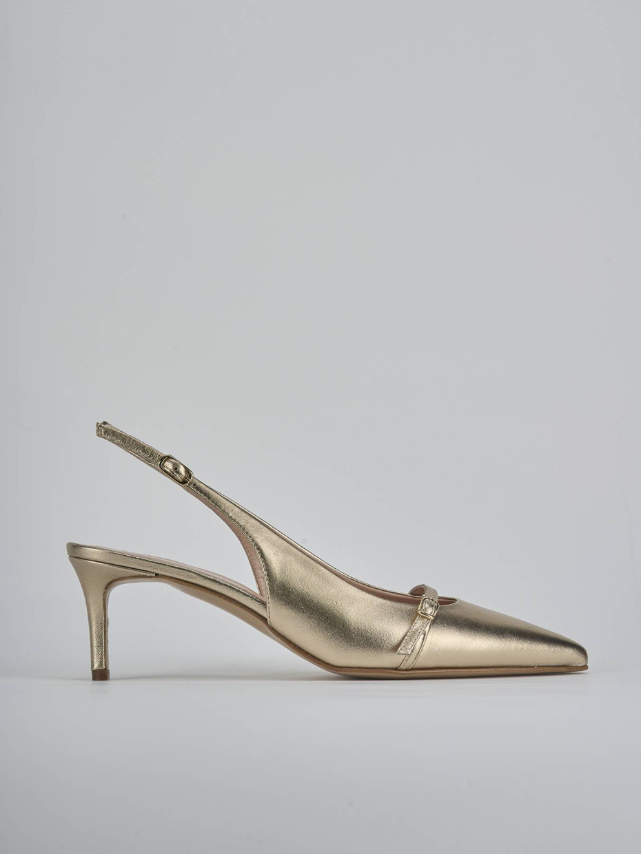 Salones destalonados tacón 7 cm oro cuero