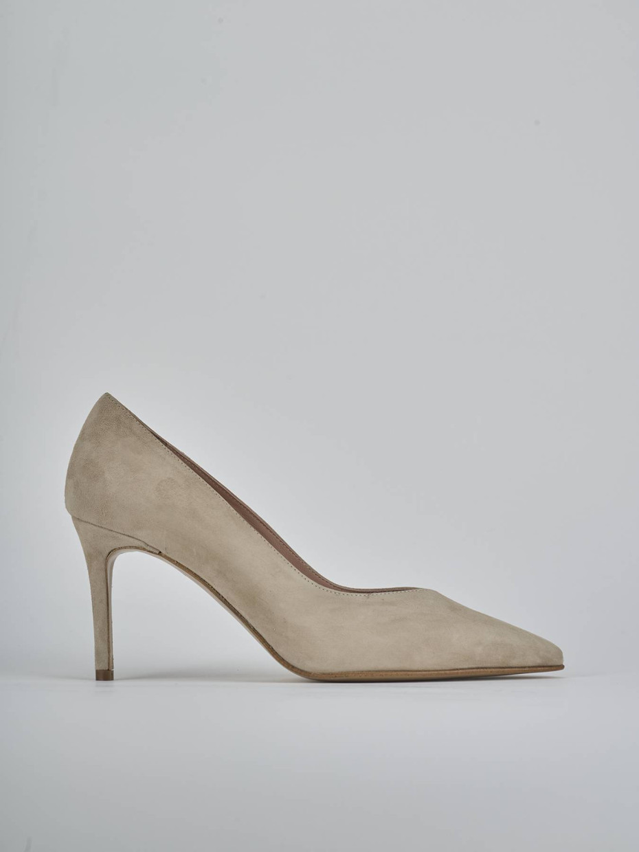 Zapatos de salón tacón 7 cm beis ante