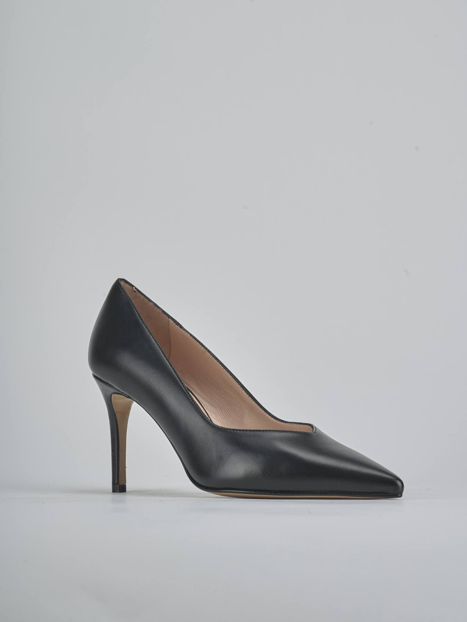Zapatos de salón tacón 7 cm negro cuero
