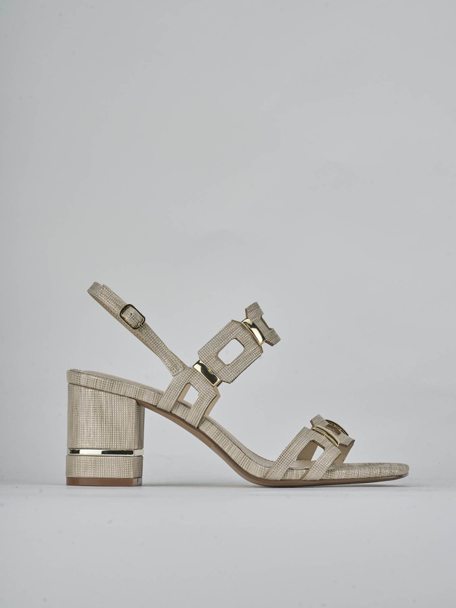 Sandalias de tacón alto tacón 9 cm oro cuero