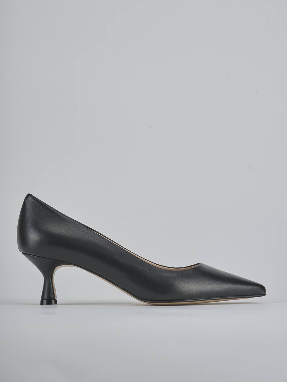 Zapatos de salón tacón 5 cm negro cuero