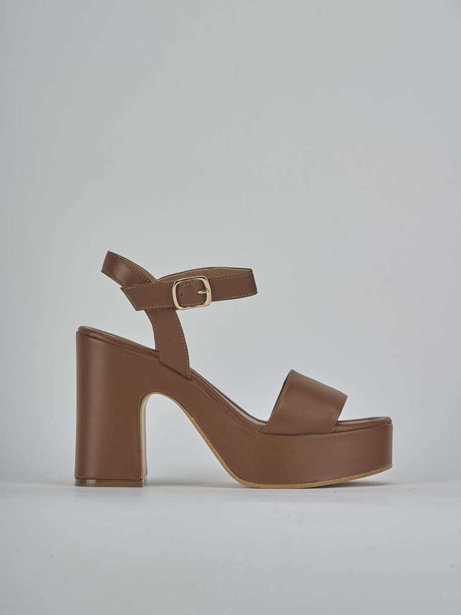 Sandalias de tacón alto tacón 9 cm marrón cuero