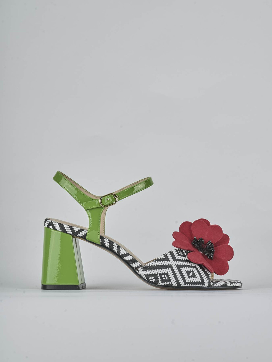 Sandalias de tacón alto tacón 7 cm verde cuero
