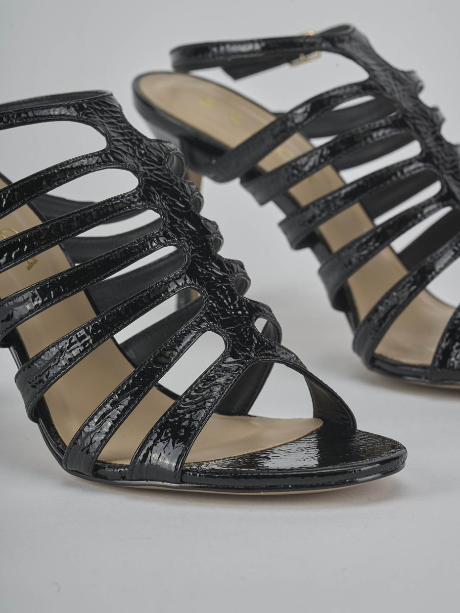 Sandalias de tacón alto tacón 9 cm negro charol