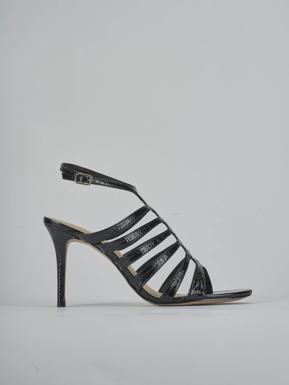 Sandalias de tacón alto tacón 9 cm negro charol