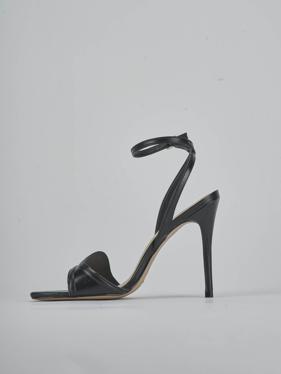 Sandalias de tacón alto tacón 10 cm negro cuero