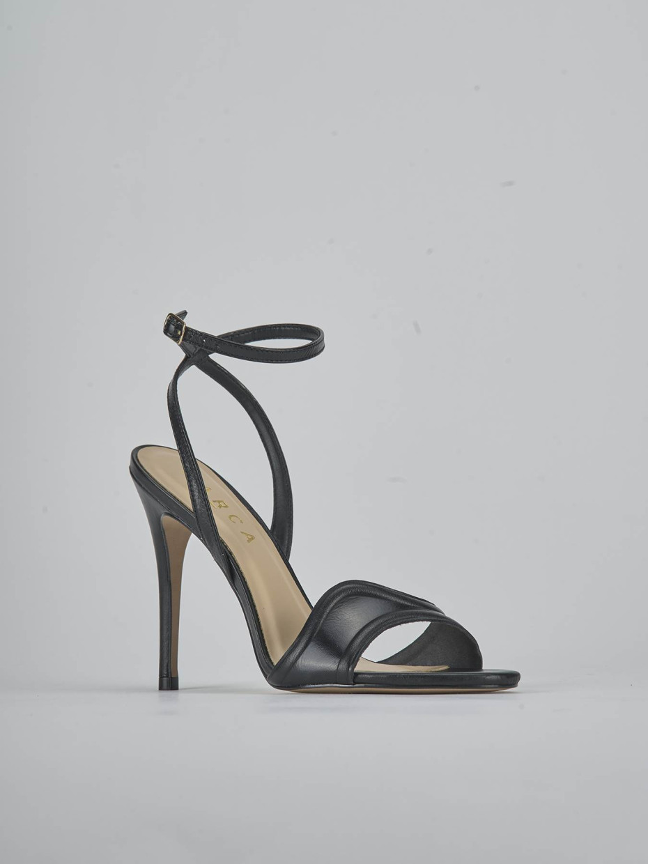 Sandalias de tacón alto tacón 10 cm negro cuero
