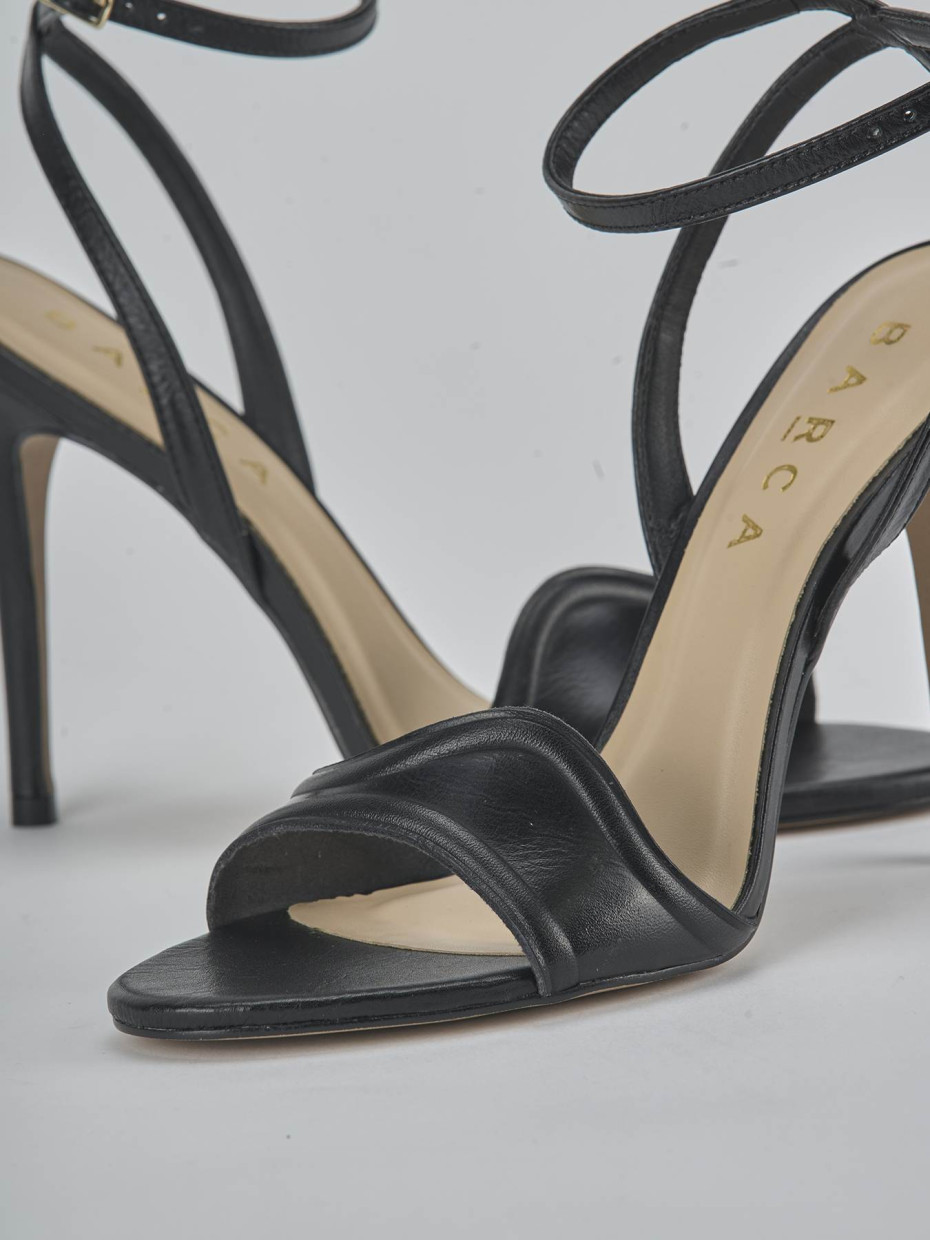 Sandalias de tacón alto tacón 10 cm negro cuero