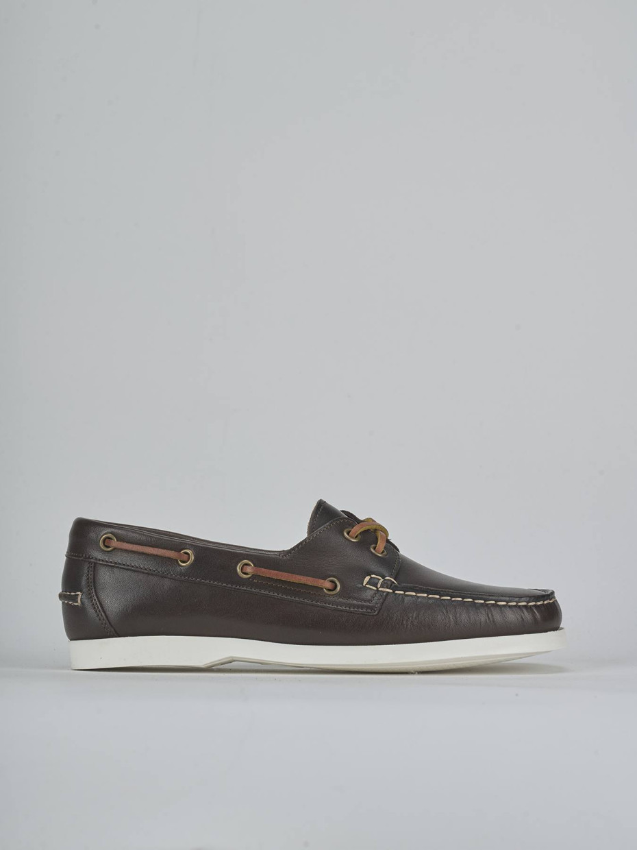 Mocasines tacón 1 cm marrón oscuro cuero