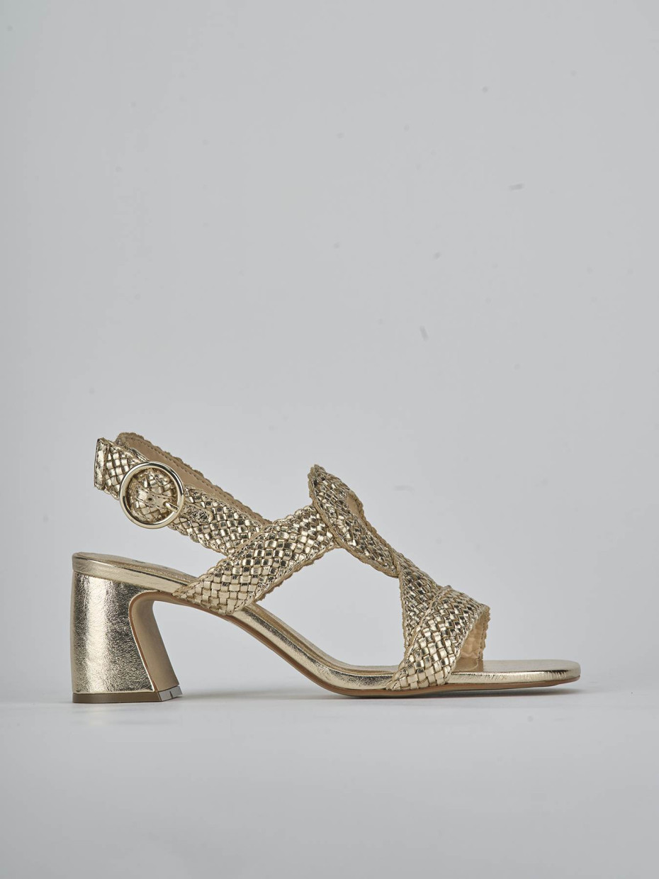 High heel sandals heel 6 cm gold laminated
