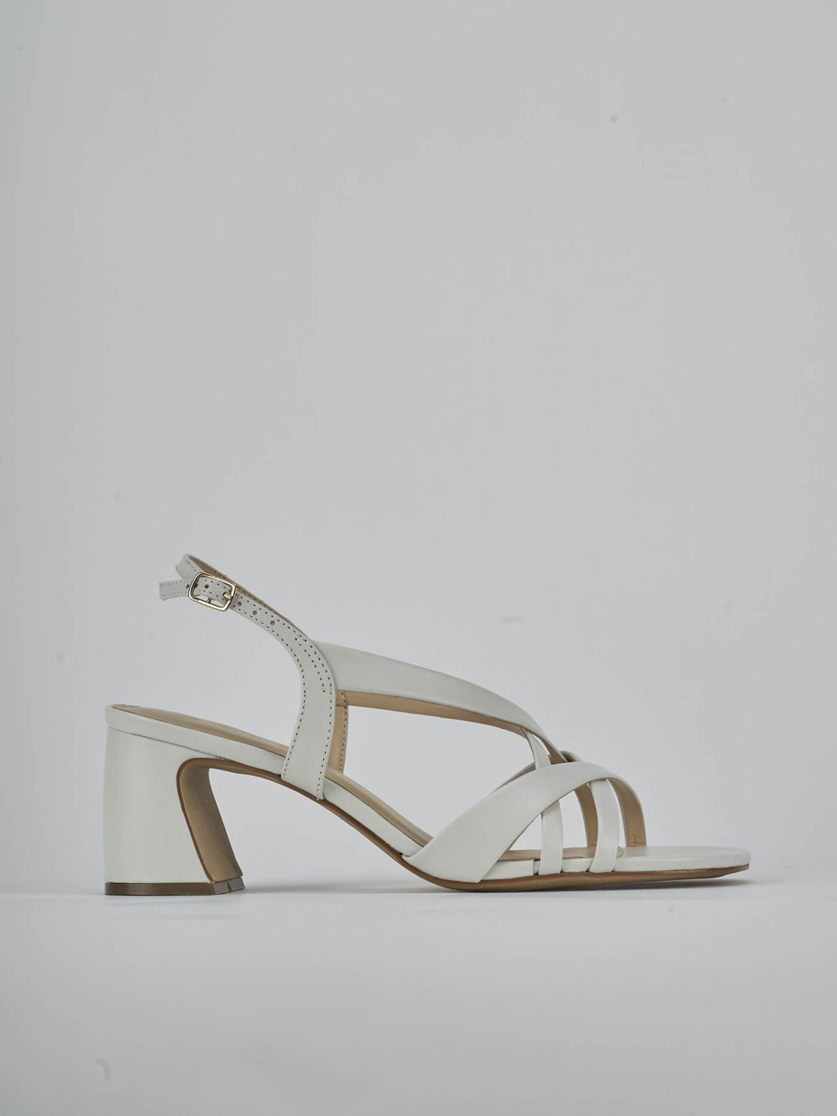 Sandalias de tacón alto tacón 6 cm blanco cuero