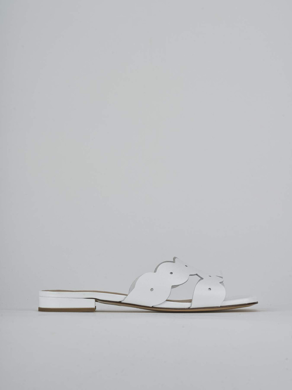 Mules tacón 1 cm blanco cuero