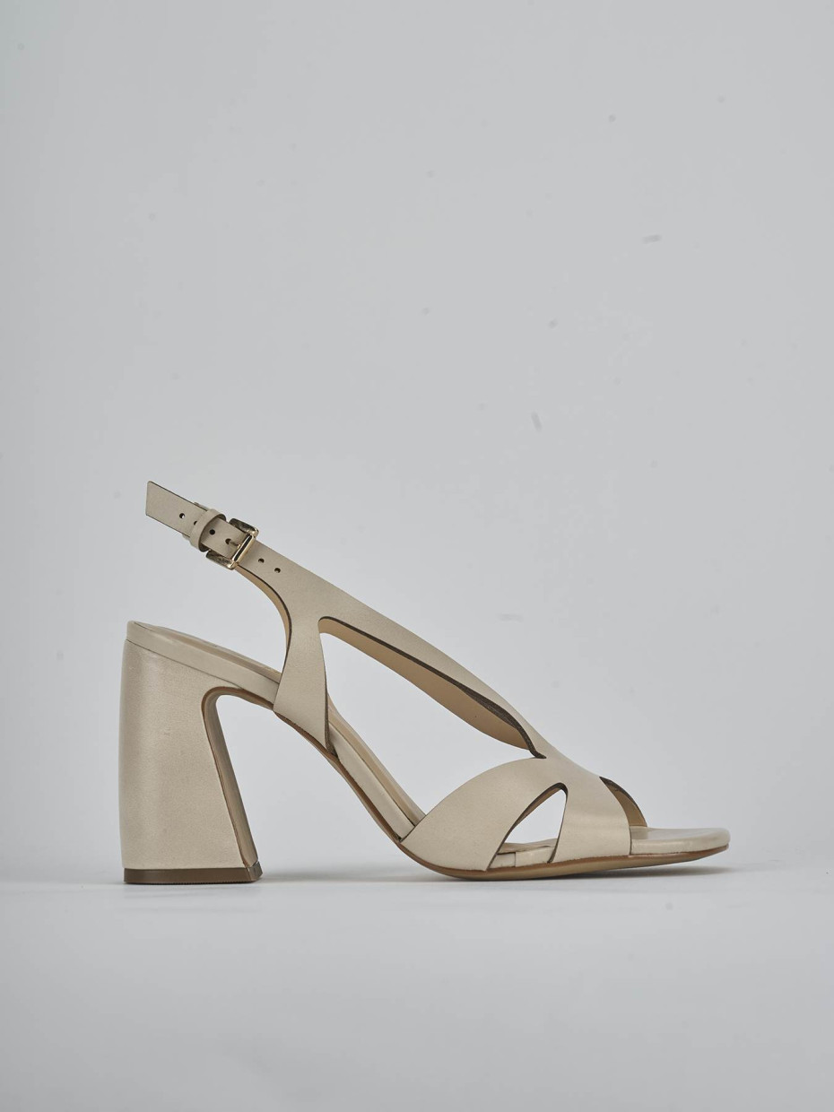 Sandalias de tacón alto tacón 6 cm blanco cuero