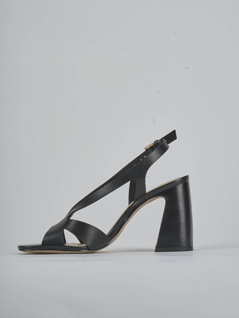 Sandalias de tacón alto tacón 6 cm negro cuero