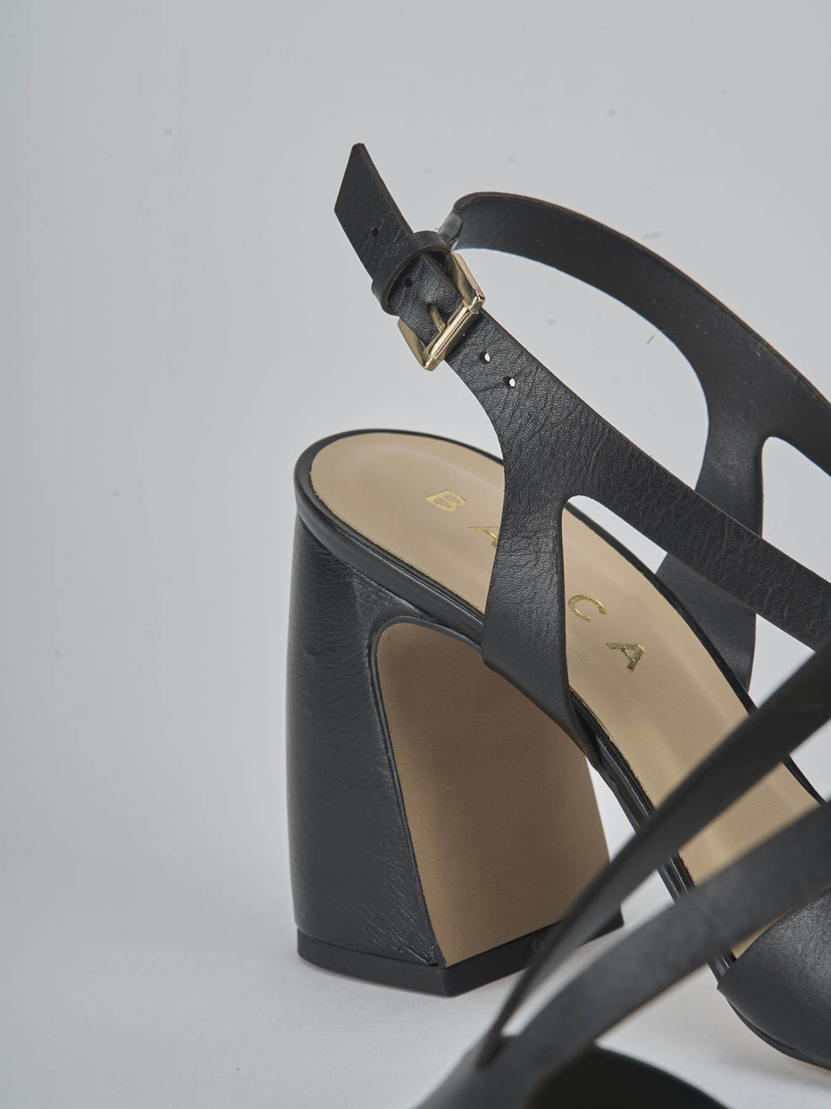 Sandalias de tacón alto tacón 6 cm negro cuero