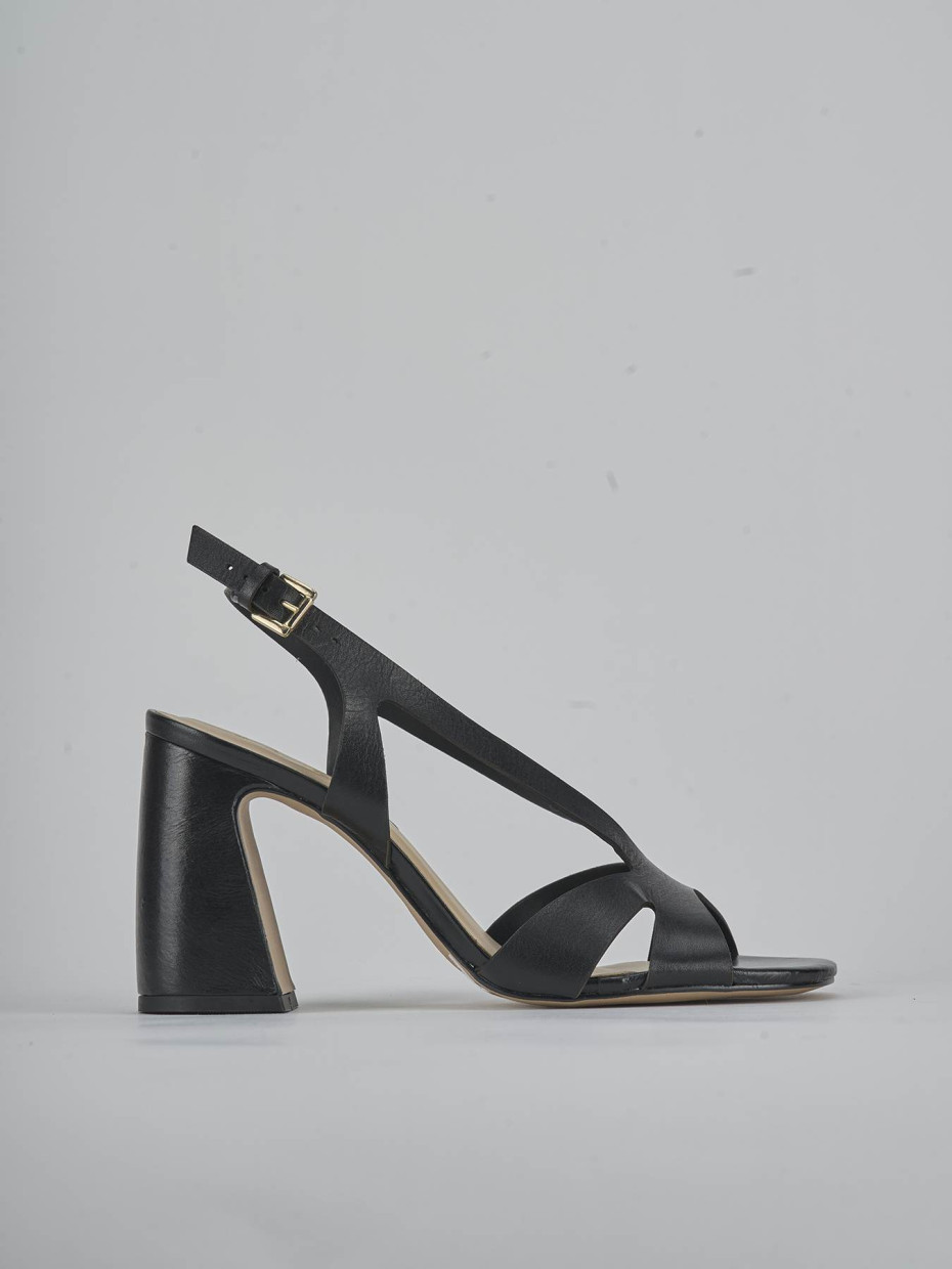 Sandalias de tacón alto tacón 6 cm negro cuero