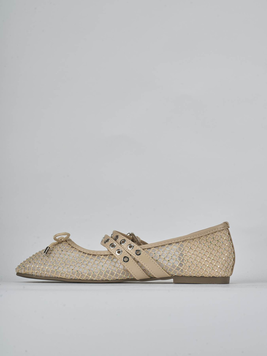 Bailarinas tacón 1 cm beis cuero