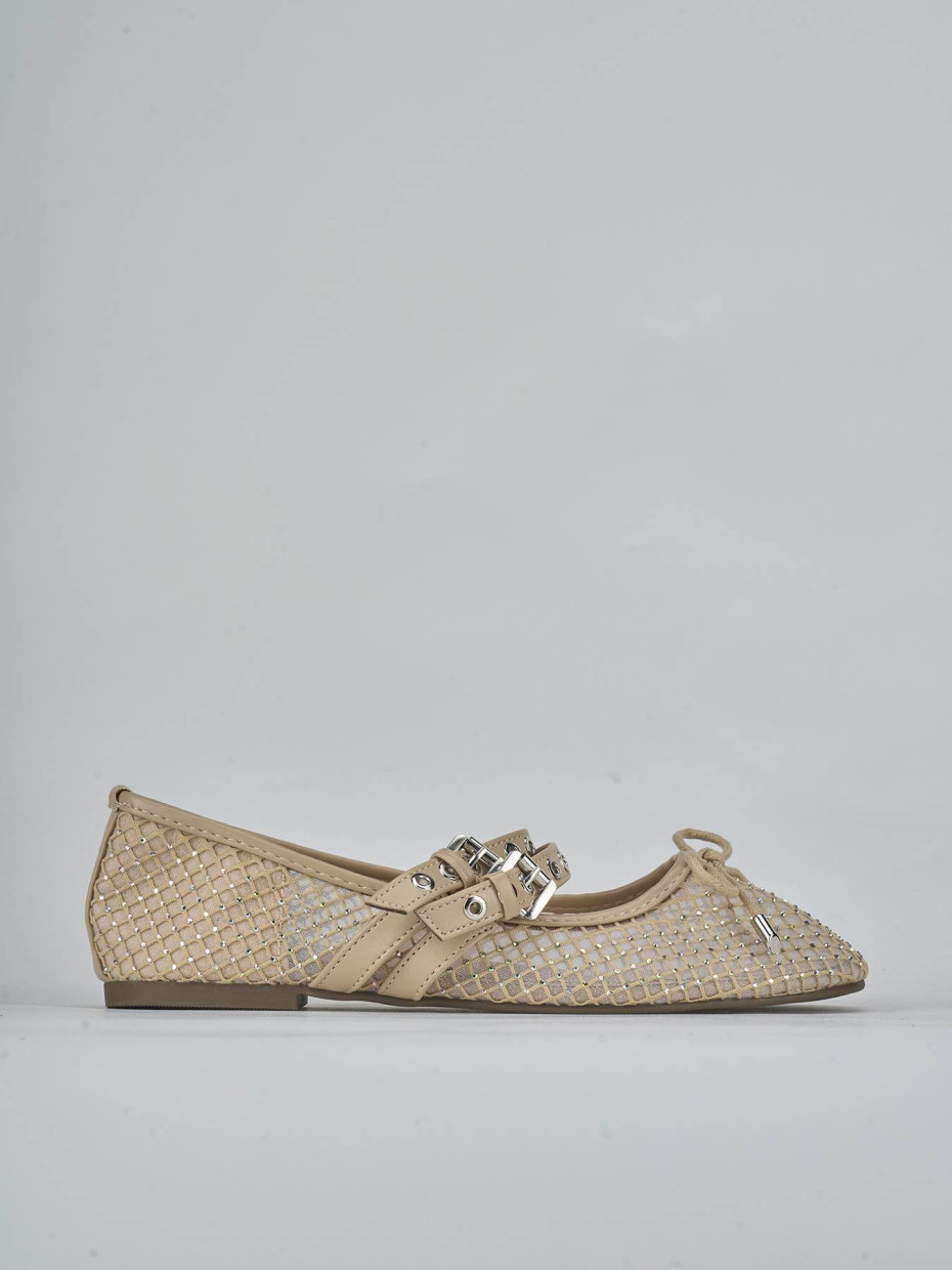 Bailarinas tacón 1 cm beis cuero