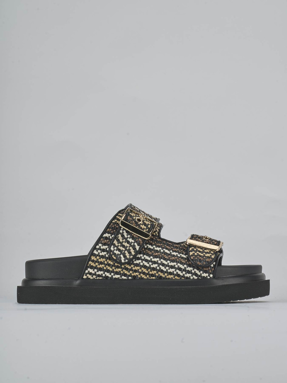 Mules tacón 1 cm beis cuero